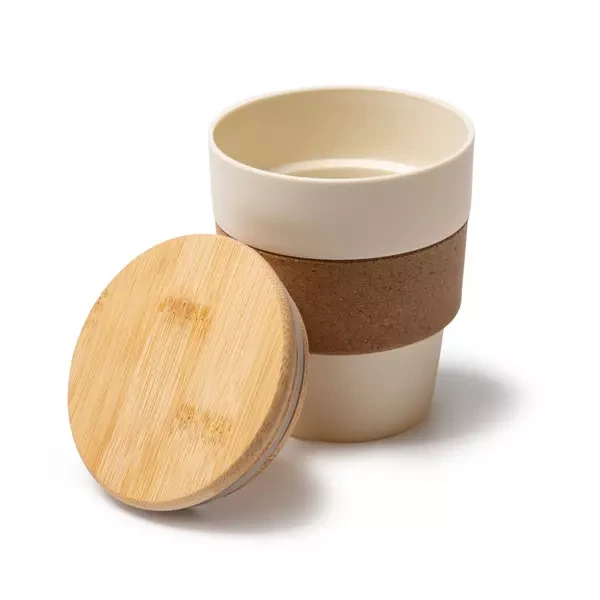 Еко чаша с бамбуков капак и корков захват 350ml MUG-93-BE